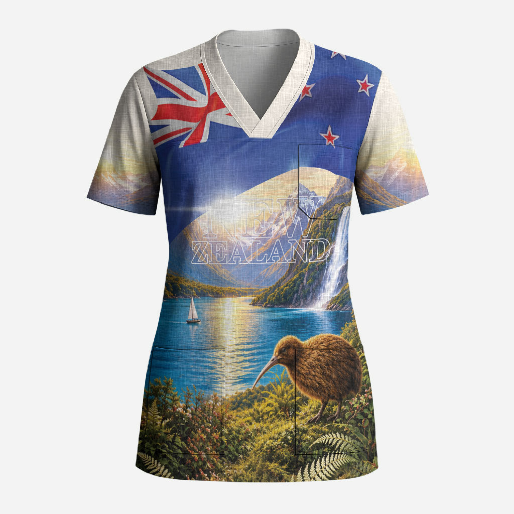 New Zealand Flag Scrub Top Scenic Nature