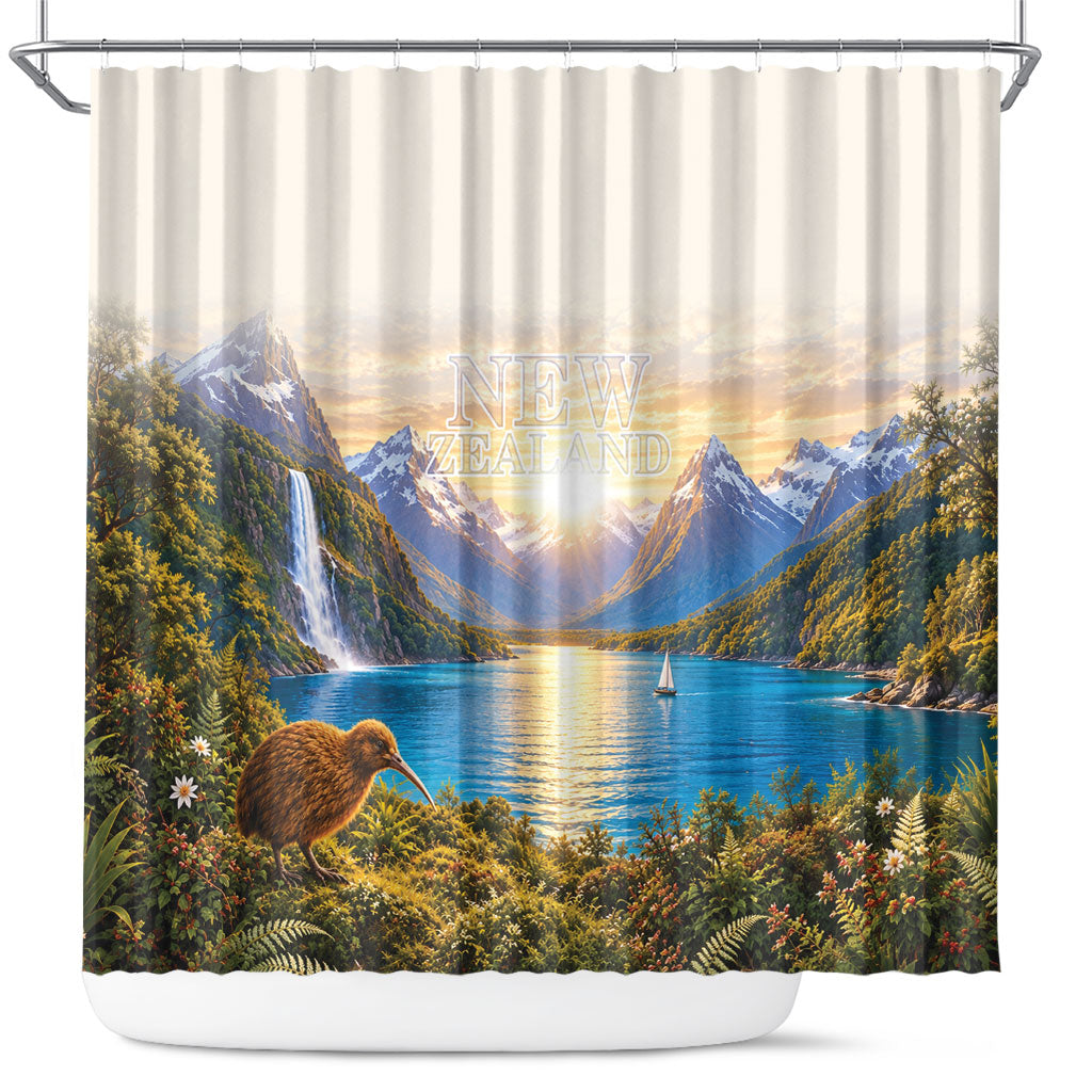 New Zealand Flag Shower Curtain Scenic Nature