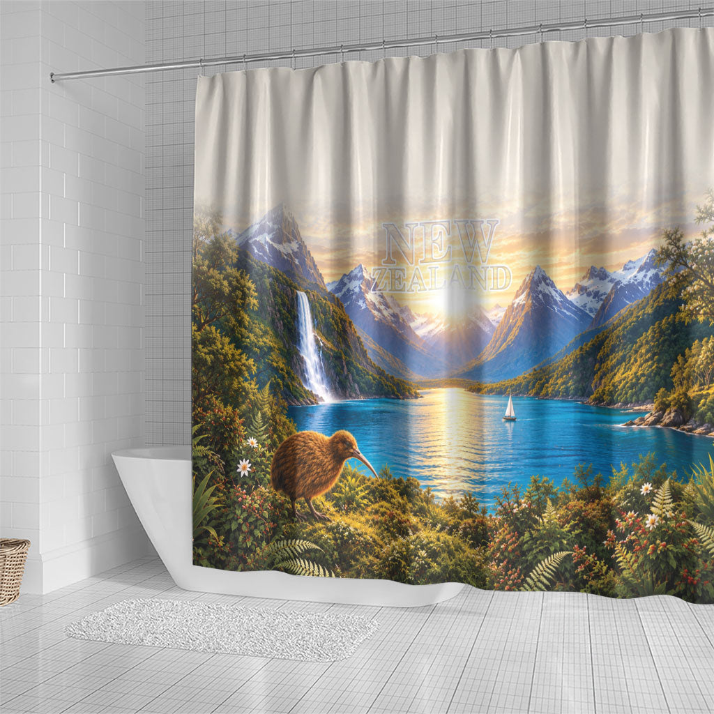 New Zealand Flag Shower Curtain Scenic Nature