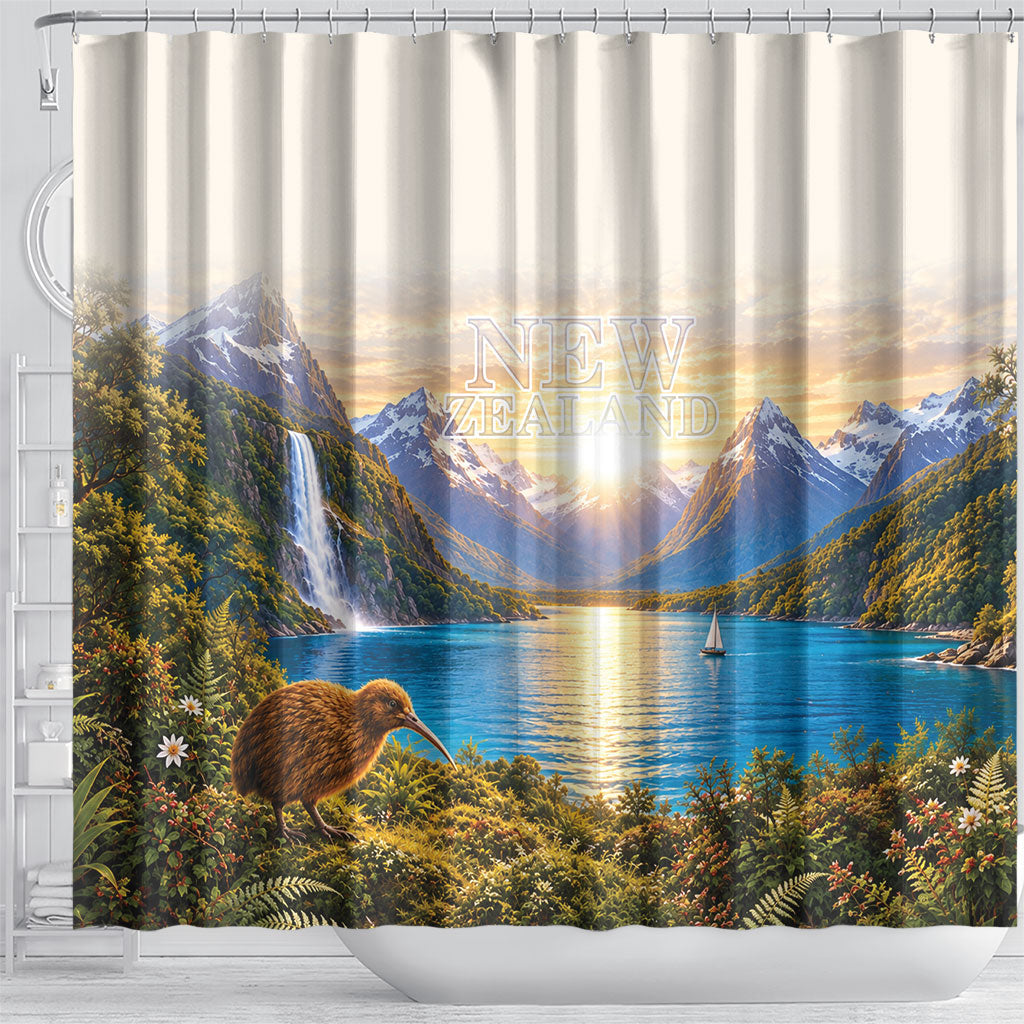 New Zealand Flag Shower Curtain Scenic Nature