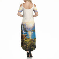 New Zealand Flag Summer Maxi Dress Scenic Nature