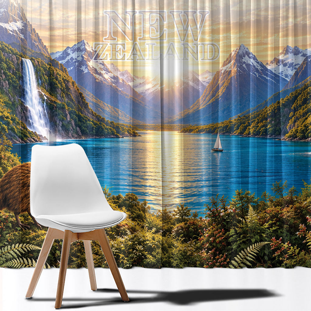 New Zealand Flag Window Curtain Scenic Nature