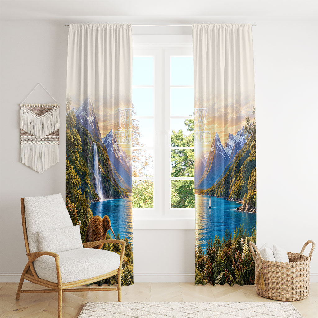 New Zealand Flag Window Curtain Scenic Nature