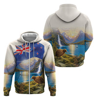 New Zealand Flag Zip Hoodie Scenic Nature