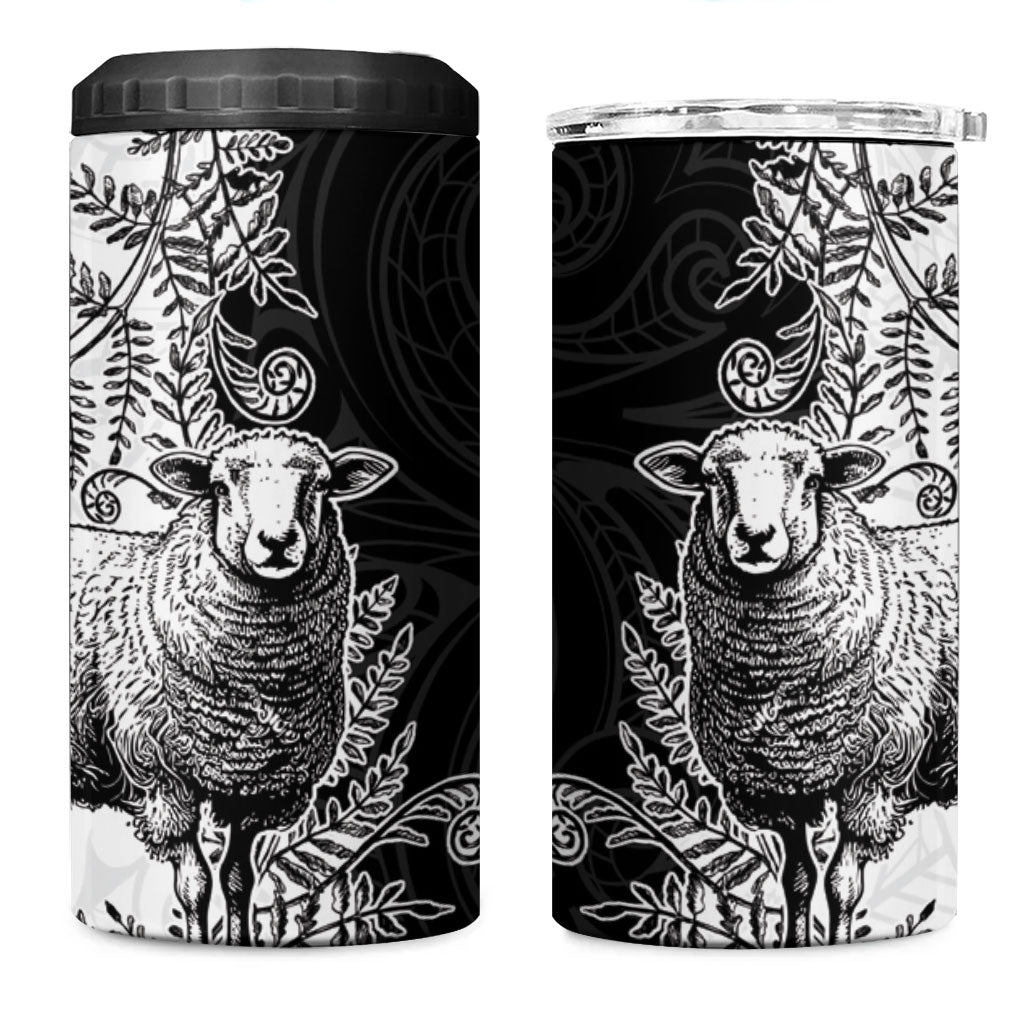 New Zealand Aotearoa Hipi 4 in 1 Can Cooler Tumbler Maori Pattern LT05 One Size: 16 oz Black - Polynesian Pride