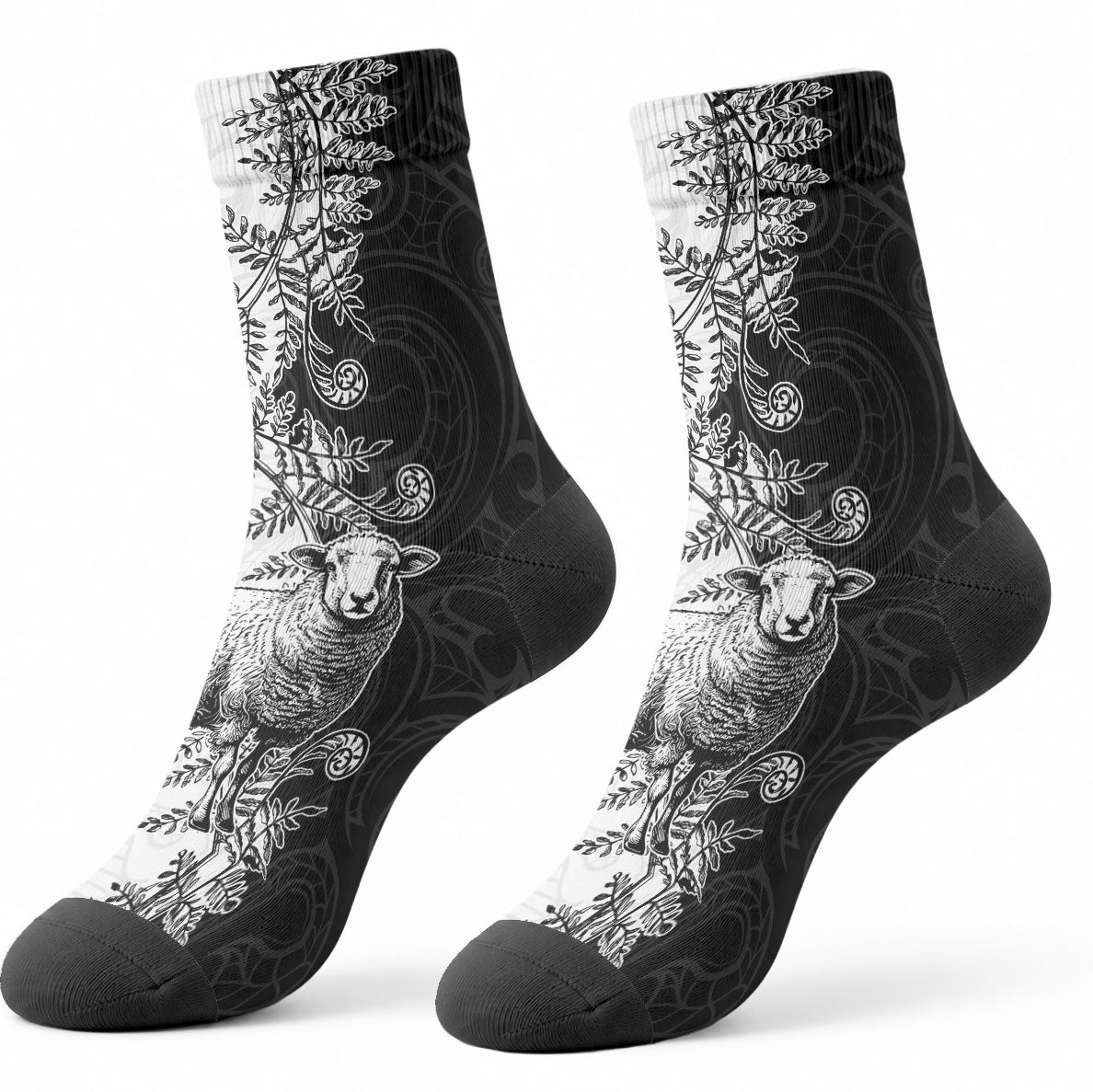 New Zealand Aotearoa Hipi Crew Socks Maori Pattern
