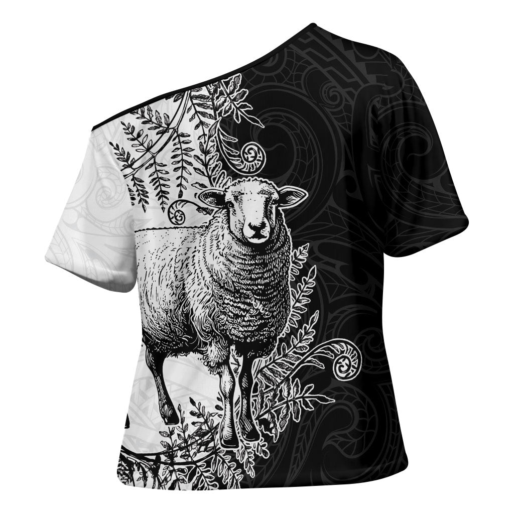 New Zealand Aotearoa Hipi Cross Shoulder Shirt Maori Pattern