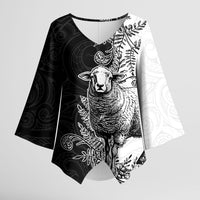 New Zealand Aotearoa Hipi Kimono Sleeve Blouse Maori Pattern