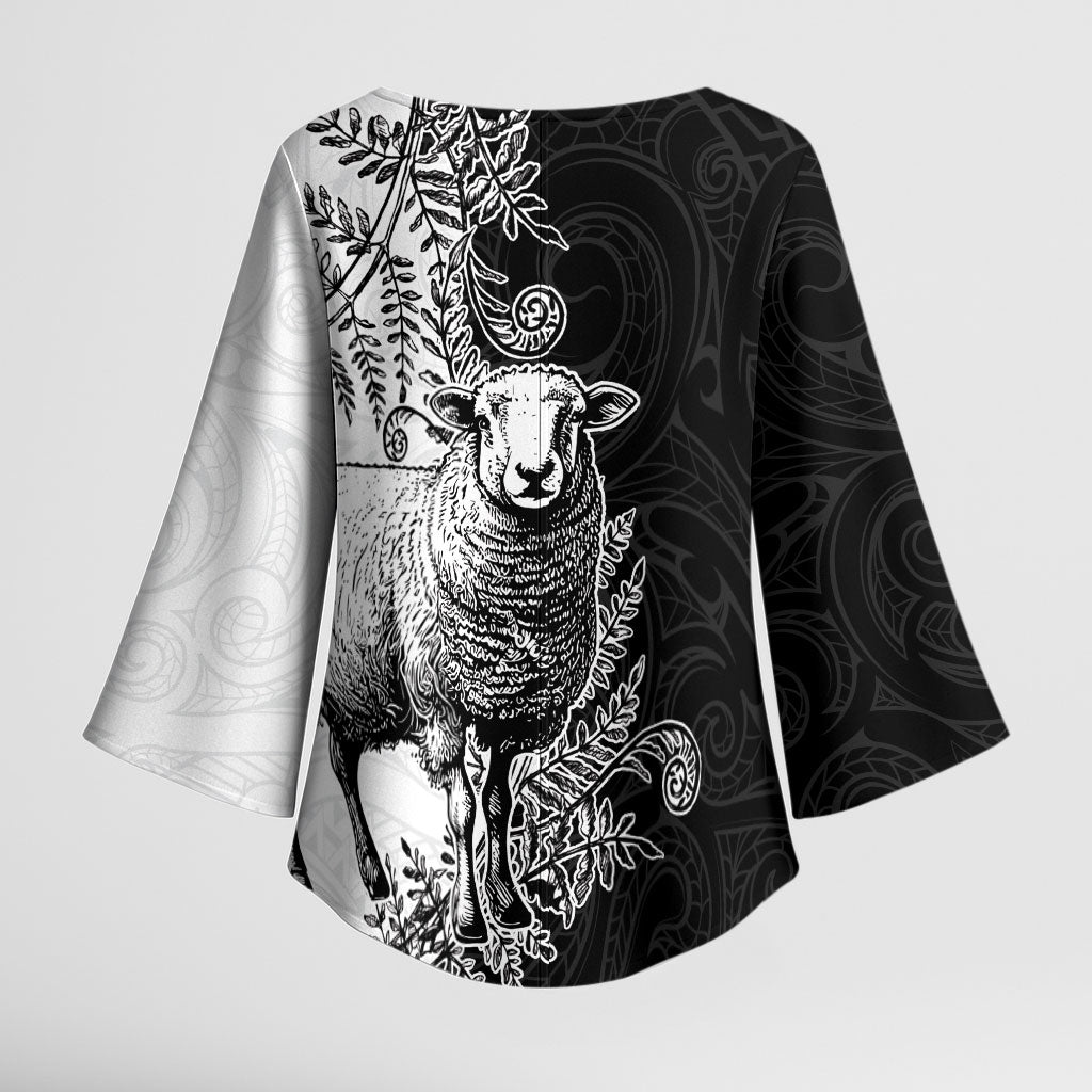 New Zealand Aotearoa Hipi Kimono Sleeve Blouse Maori Pattern
