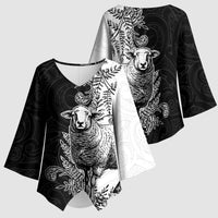 New Zealand Aotearoa Hipi Kimono Sleeve Blouse Maori Pattern