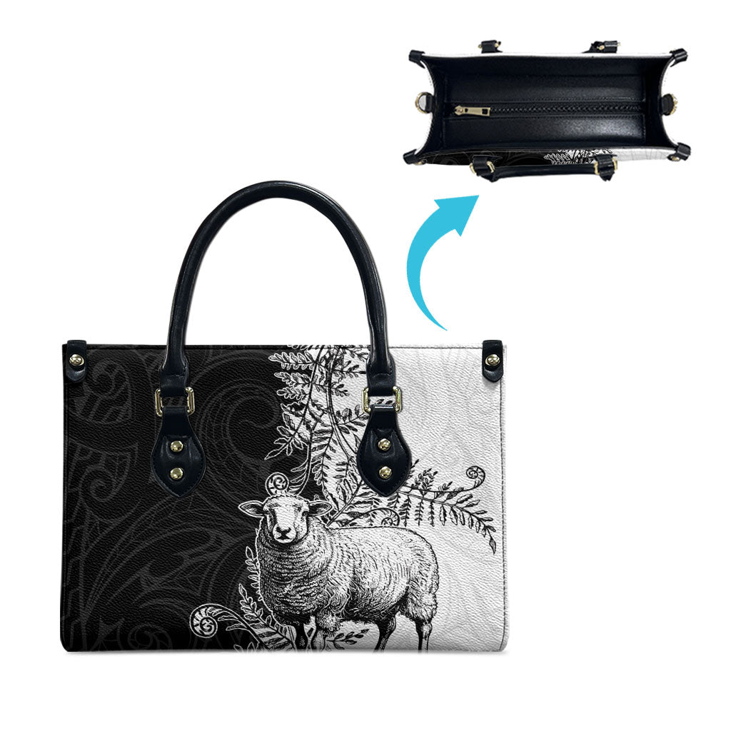 New Zealand Aotearoa Hipi Leather Bag Maori Pattern