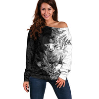 New Zealand Aotearoa Hipi Off Shoulder Sweater Maori Pattern