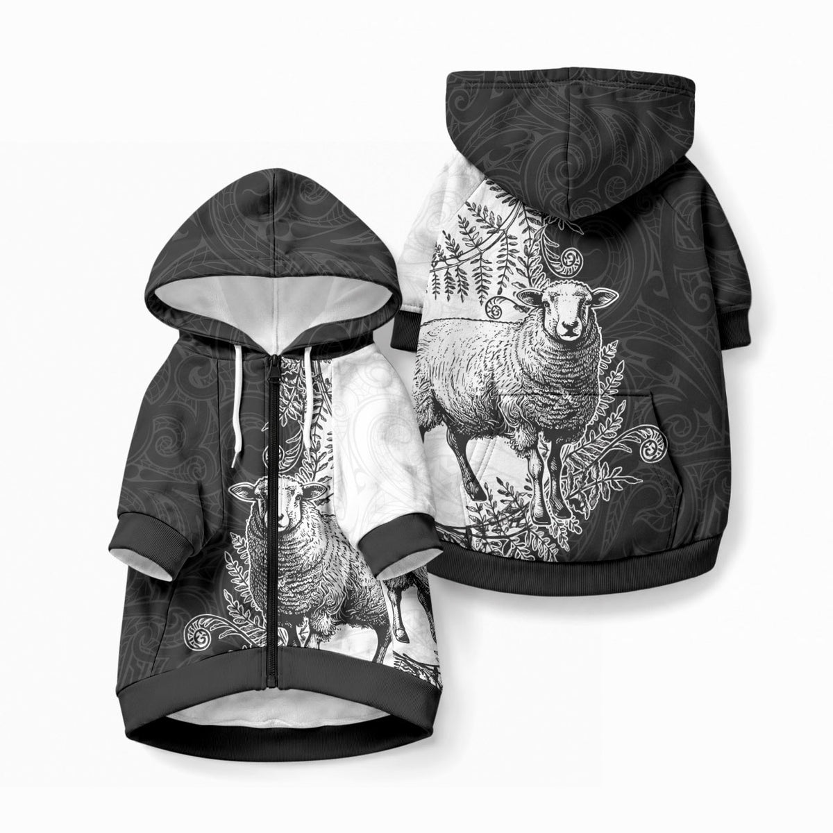 New Zealand Aotearoa Hipi Pet Hoodie Maori Pattern