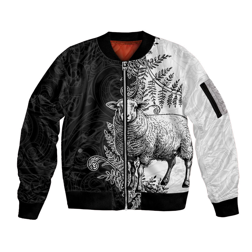 New Zealand Aotearoa Hipi Sleeve Zip Bomber Jacket Maori Pattern