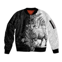 New Zealand Aotearoa Hipi Sleeve Zip Bomber Jacket Maori Pattern