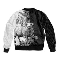New Zealand Aotearoa Hipi Sleeve Zip Bomber Jacket Maori Pattern