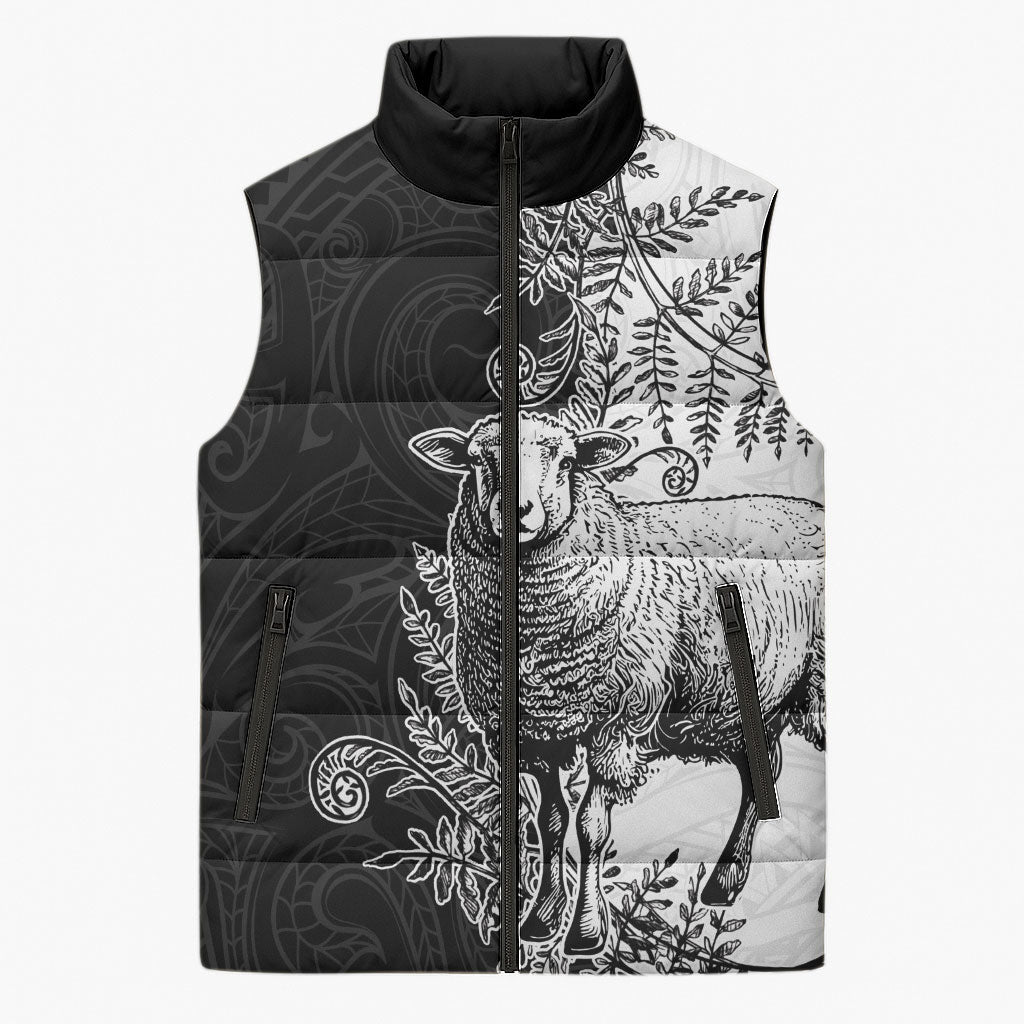 New Zealand Aotearoa Hipi Sleeveless Puffer Jacket Maori Pattern