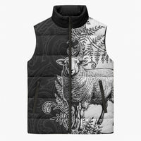 New Zealand Aotearoa Hipi Sleeveless Puffer Jacket Maori Pattern