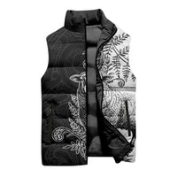 New Zealand Aotearoa Hipi Sleeveless Puffer Jacket Maori Pattern