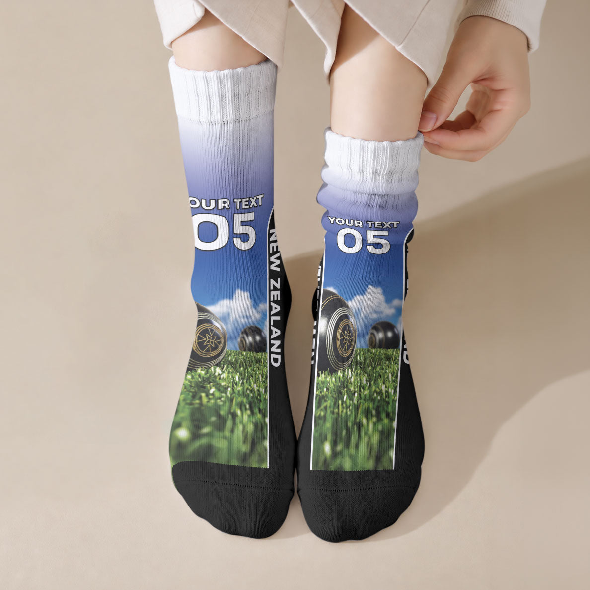 Custom New Zealand Lawn Bowls Crew Socks Unique Style