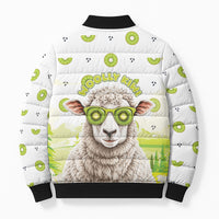 New Zealand Funny Woolly Kiwi Sheep Bomber Puffer Jacket