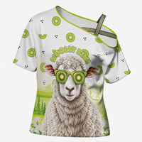 New Zealand Funny Woolly Kiwi Sheep Cross Shoulder Shirt LT05 Female White - Polynesian Pride