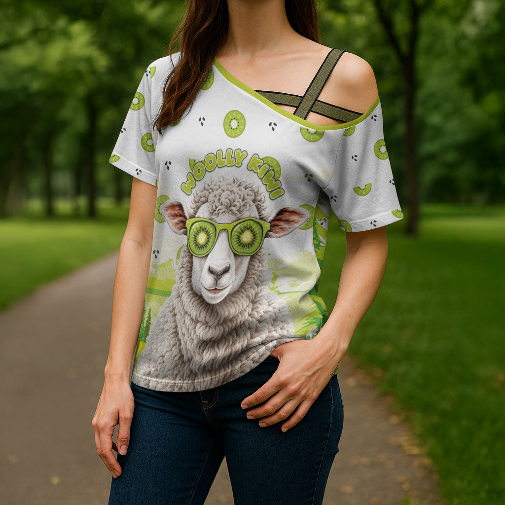 New Zealand Funny Woolly Kiwi Sheep Cross Shoulder Shirt LT05 - Polynesian Pride