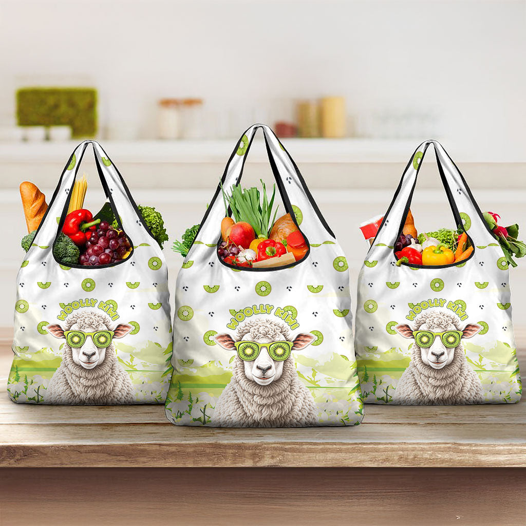 New Zealand Funny Woolly Kiwi Sheep Grocery Bag LT05 3-pack One Size White - Polynesian Pride