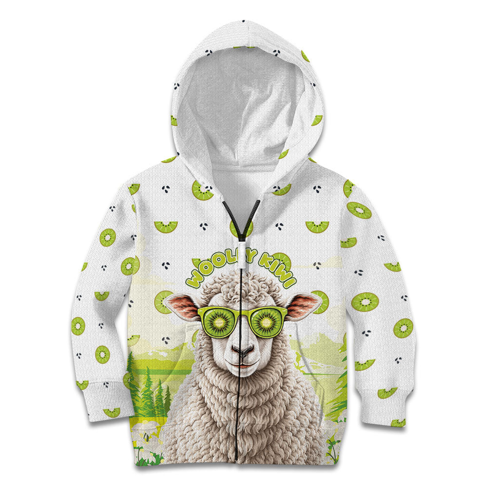 New Zealand Funny Woolly Kiwi Sheep Kid Hoodie LT05 Zip Hoodie White - Polynesian Pride