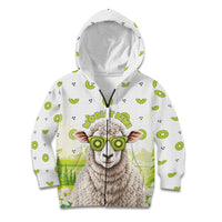 New Zealand Funny Woolly Kiwi Sheep Kid Hoodie LT05 Zip Hoodie White - Polynesian Pride