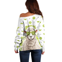 New Zealand Funny Woolly Kiwi Sheep Off Shoulder Sweater