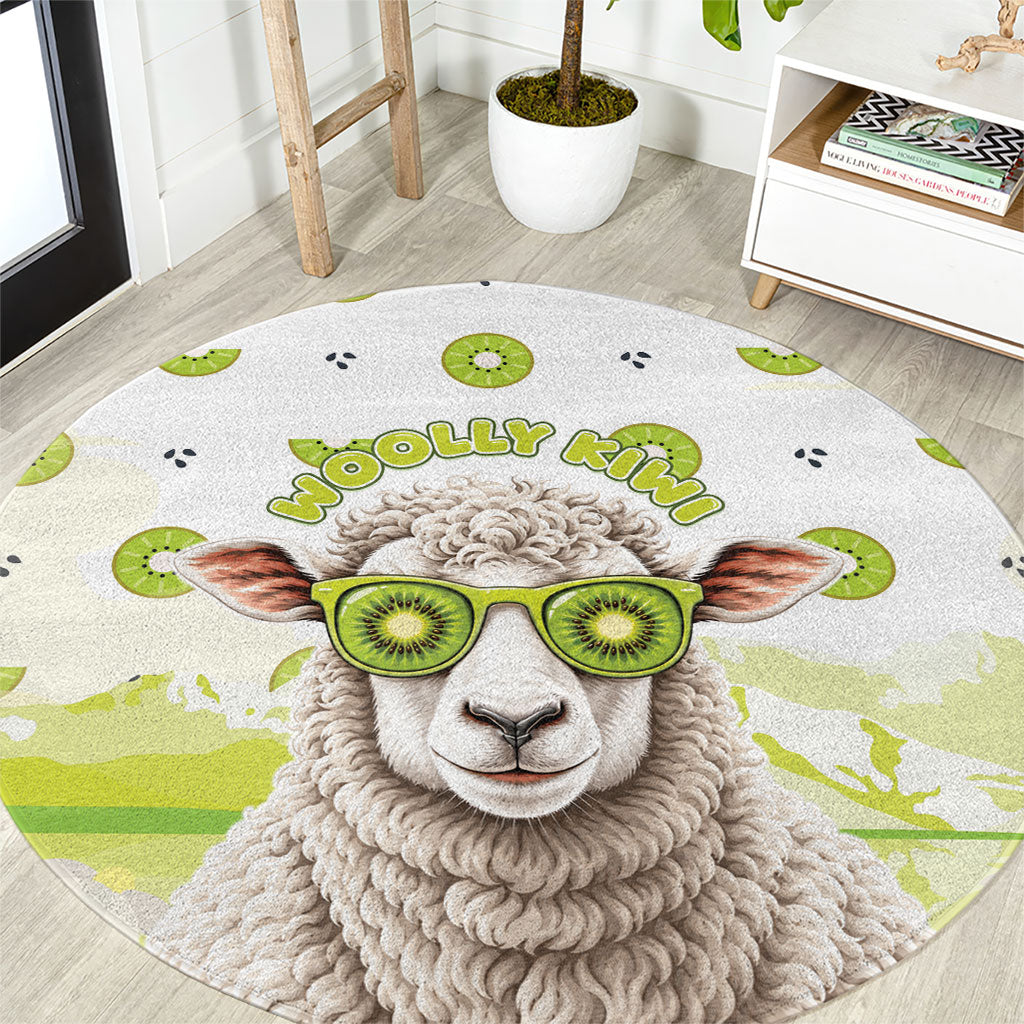 New Zealand Funny Woolly Kiwi Sheep Round Carpet LT05 White - Polynesian Pride