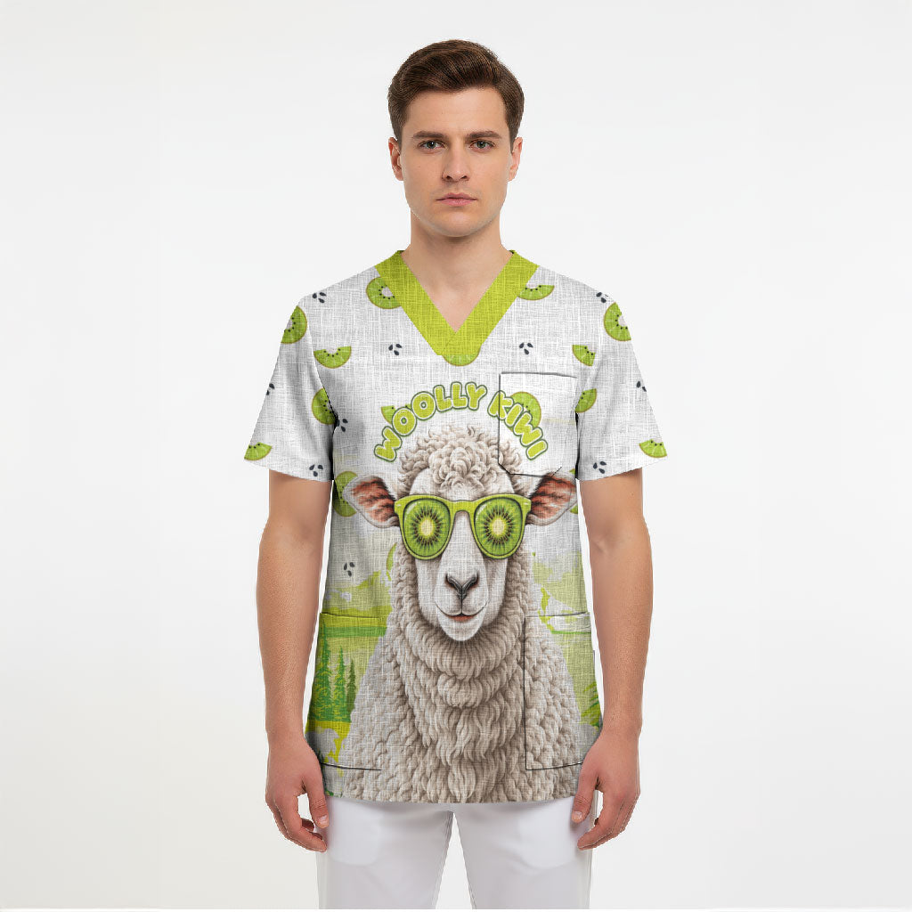 New Zealand Funny Woolly Kiwi Sheep Scrub Top
