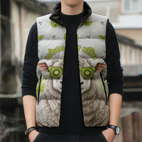 New Zealand Funny Woolly Kiwi Sheep Sleeveless Puffer Jacket