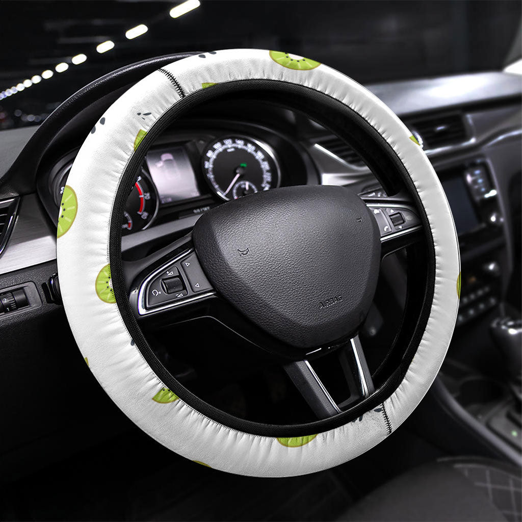 New Zealand Funny Woolly Kiwi Sheep Steering Wheel Cover LT05 Universal Fit White - Polynesian Pride