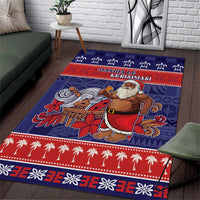 Samoa Christmas Area Rug Samoan Santa Claus Manuia Le Kerisimasi LT05 Blue - Polynesian Pride