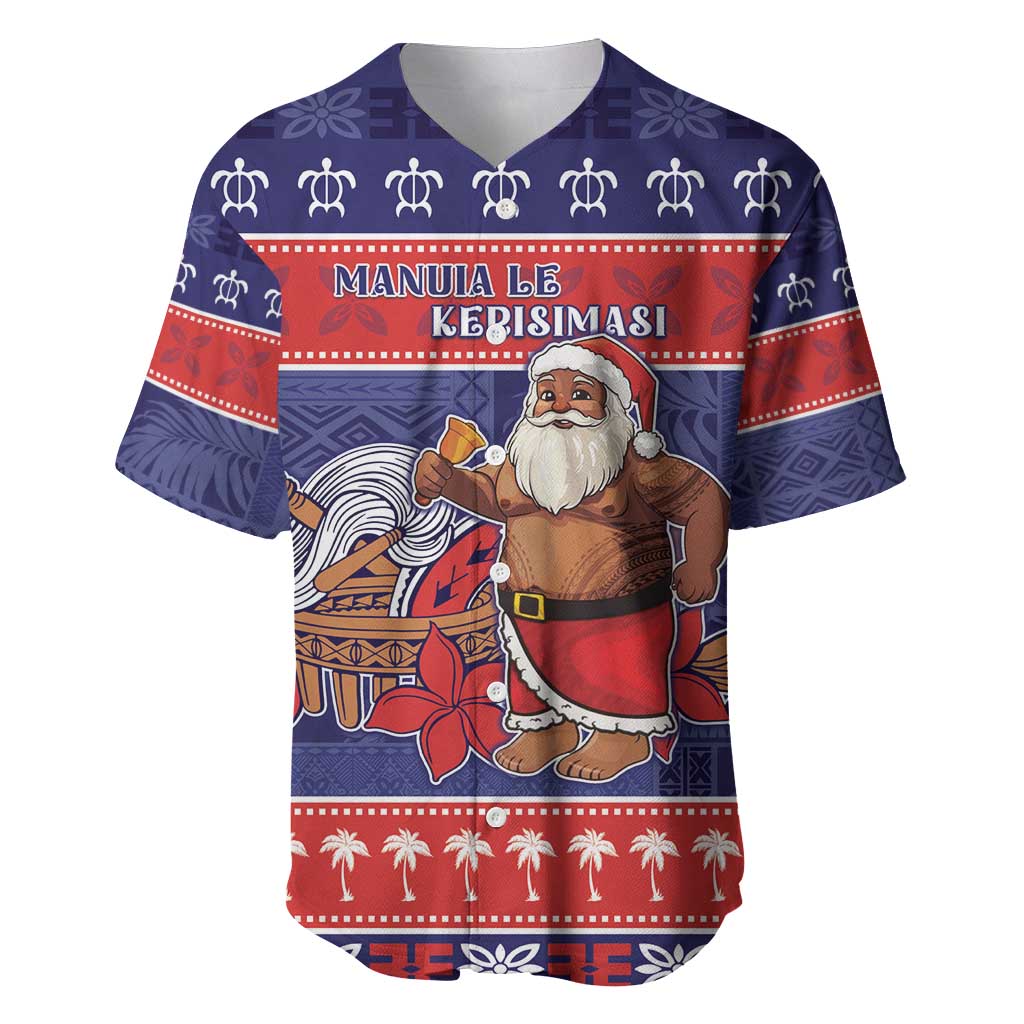 Samoa Christmas Baseball Jersey Samoan Santa Claus Manuia Le Kerisimasi LT05 Blue - Polynesian Pride