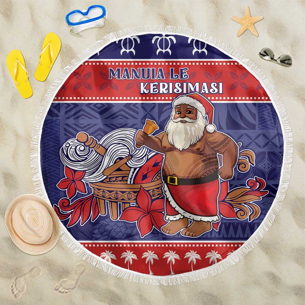 Samoa Christmas Beach Blanket Samoan Santa Claus Manuia Le Kerisimasi LT05 One Size 150cm Blue - Polynesian Pride