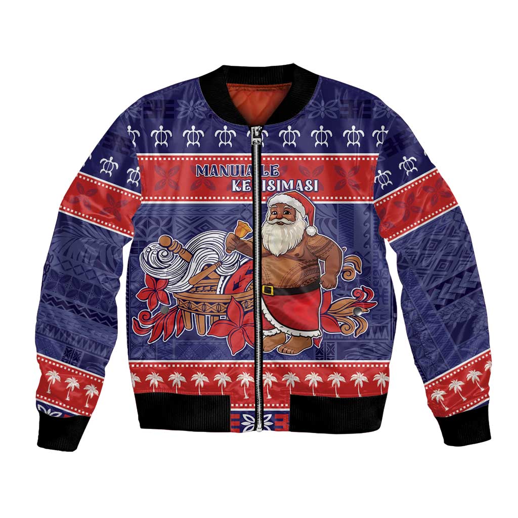 Samoa Christmas Bomber Jacket Samoan Santa Claus Manuia Le Kerisimasi LT05 Unisex Blue - Polynesian Pride