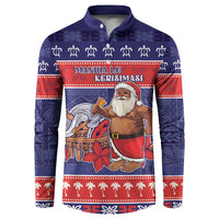 Samoa Christmas Button Sweatshirt Samoan Santa Claus Manuia Le Kerisimasi LT05 Blue - Polynesian Pride