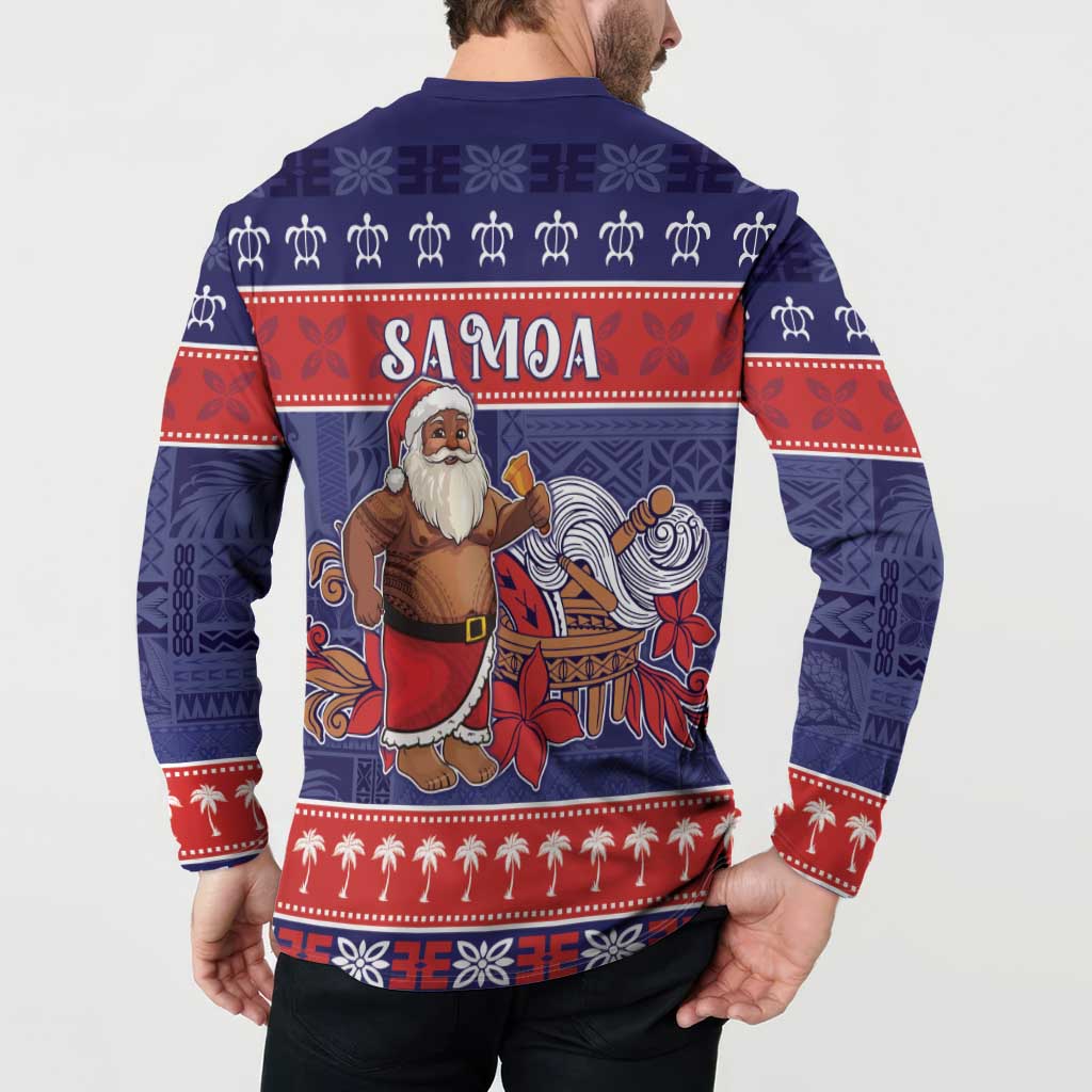 Samoa Christmas Button Sweatshirt Samoan Santa Claus Manuia Le Kerisimasi LT05 - Polynesian Pride