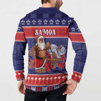 Samoa Christmas Button Sweatshirt Samoan Santa Claus Manuia Le Kerisimasi LT05 - Polynesian Pride