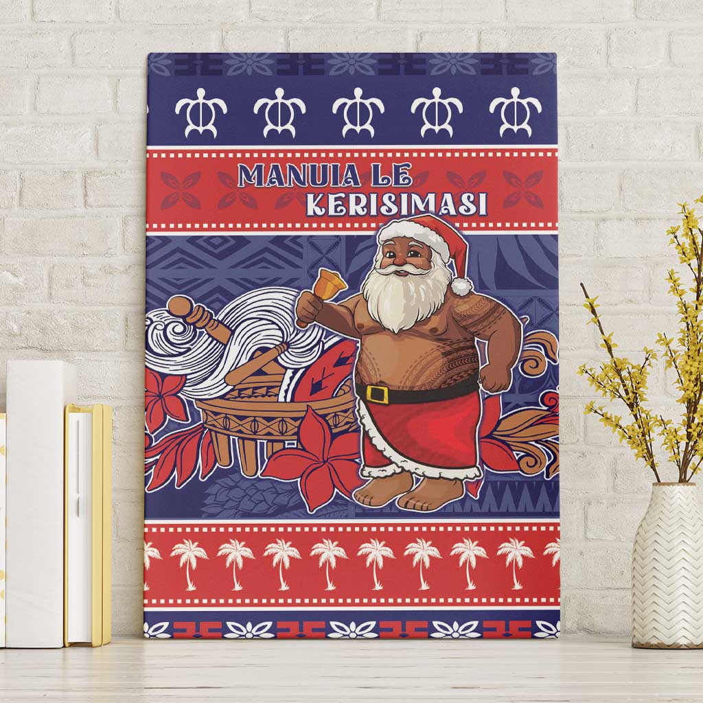 Samoa Christmas Canvas Wall Art Samoan Santa Claus Manuia Le Kerisimasi LT05 Without Frame Blue - Polynesian Pride