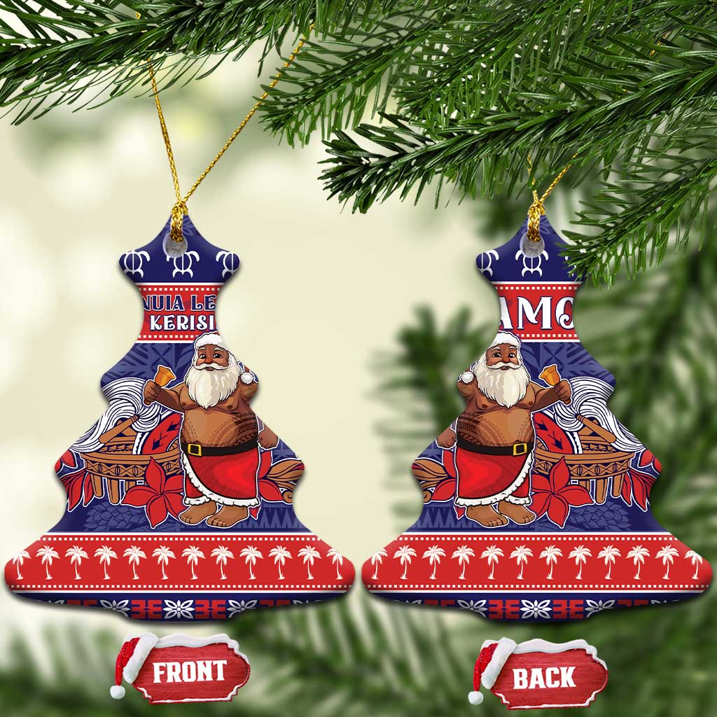 Samoa Christmas Ceramic Ornament Samoan Santa Claus Manuia Le Kerisimasi LT05 Christmas Tree Blue - Polynesian Pride