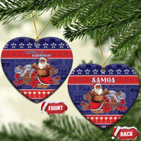 Samoa Christmas Ceramic Ornament Samoan Santa Claus Manuia Le Kerisimasi LT05 Heart Blue - Polynesian Pride
