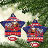 Samoa Christmas Ceramic Ornament Samoan Santa Claus Manuia Le Kerisimasi LT05 Star Blue - Polynesian Pride