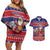 Samoa Christmas Couples Matching Off Shoulder Short Dress and Hawaiian Shirt Samoan Santa Claus Manuia Le Kerisimasi