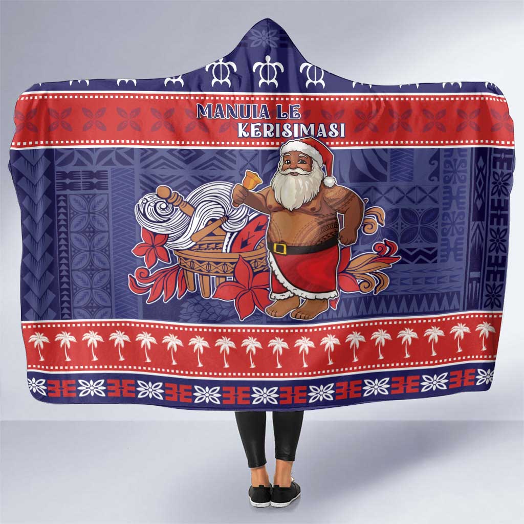 Samoa Christmas Hooded Blanket Samoan Santa Claus Manuia Le Kerisimasi LT05 One Size Blue - Polynesian Pride