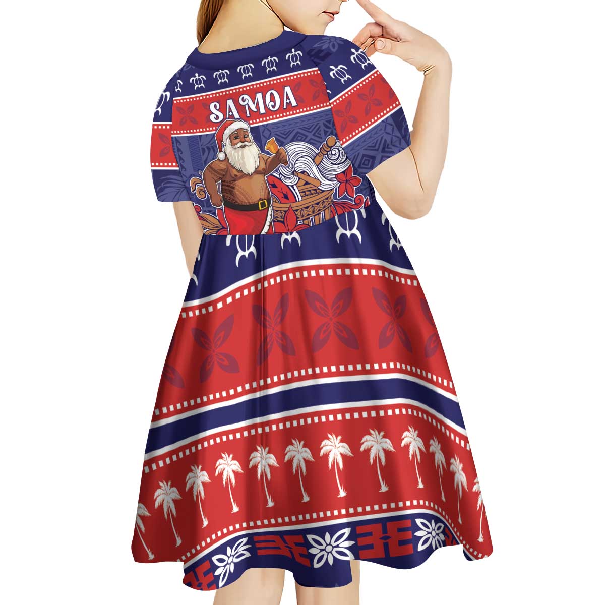 Samoa Christmas Kid Short Sleeve Dress Samoan Santa Claus Manuia Le Kerisimasi LT05 - Polynesian Pride