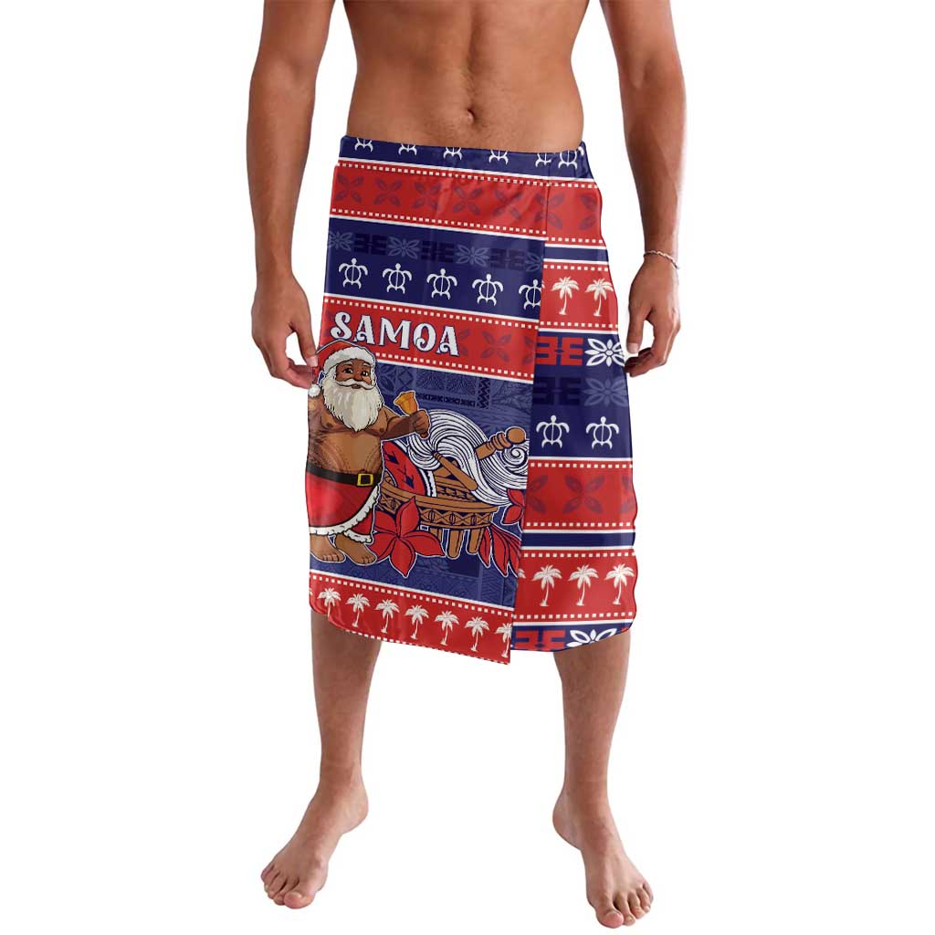 Samoa Christmas Lavalava Samoan Santa Claus Manuia Le Kerisimasi LT05 Blue - Polynesian Pride